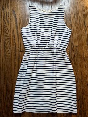 J. Crew White Dress with blue Stripes! 🇺🇸